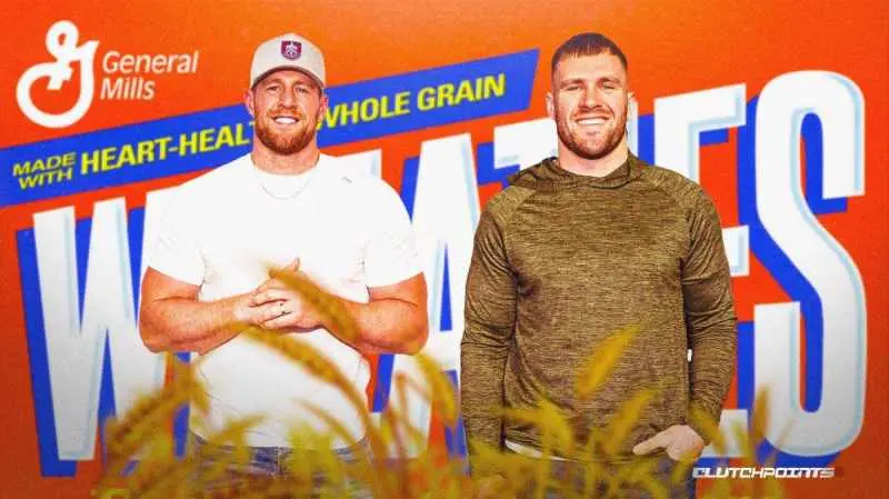 J.J y T.J. Watt en el empaque del cereal Wheaties