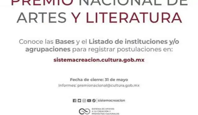 El Sistema Creación publica la convocatoria del Premio Nacional de Artes y Literatura 2024