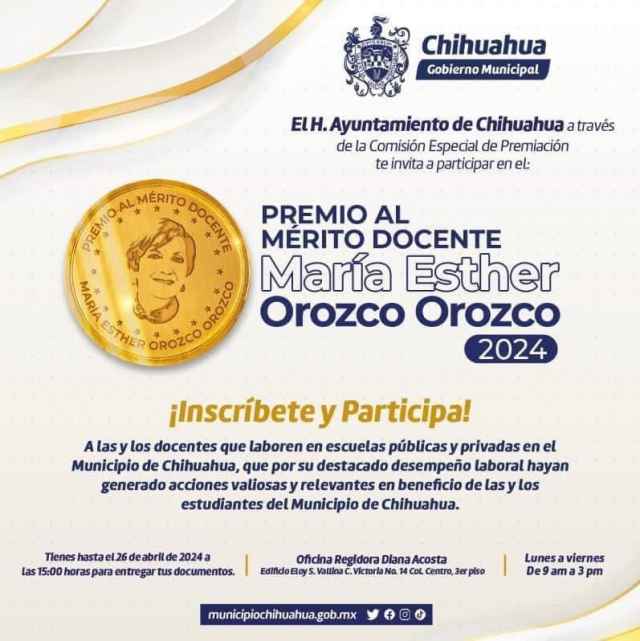 Convocatoria del Premio Municipal al Mérito Docente 